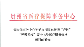 省医保事务中心关于执行国家新增“产科”“呼吸系统”等十七类医疗服务价格项目的通知